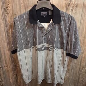 Roper Western Wear Polo Shirt Black/Gray Southwest Size XL Cowboy Rodeo Ranch